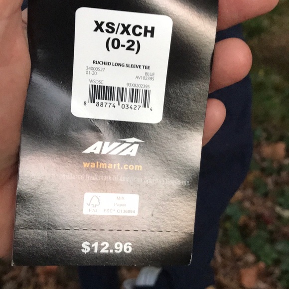 NWT Avia Blue & White Ruched Long Sleeve Tee XS - Picture 9 of 12